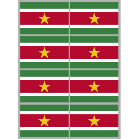 Drapeau Suriname (8 stickers - 9.5 x 6.3 cm) - Sticker/autocollant