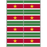 Drapeau Suriname (8 stickers - 9.5 x 6.3 cm) - Sticker/autocollant