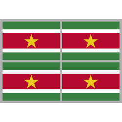 Drapeau Suriname (4 stickers - 9.5 x 6.3 cm) - Sticker/autocollant