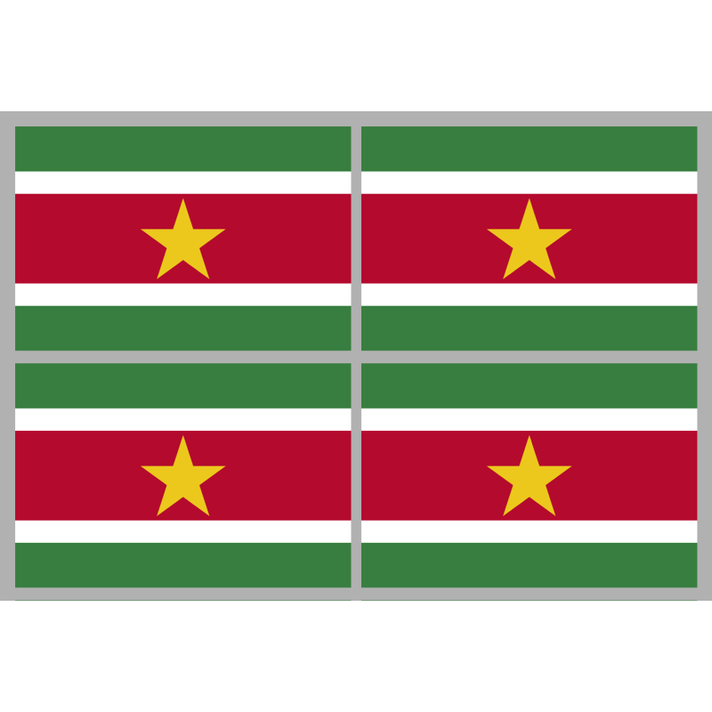 Drapeau Suriname (4 stickers - 9.5 x 6.3 cm) - Sticker/autocollant