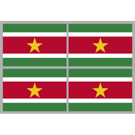 Drapeau Suriname (4 stickers - 9.5 x 6.3 cm) - Sticker/autocollant