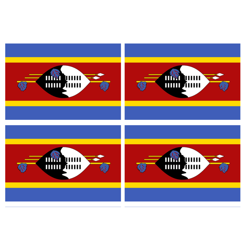 Drapeau Swaziland (4 stickers - 9.5 x 6.3 cm) - Sticker/autocollant