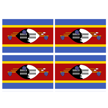 Drapeau Swaziland (4 stickers - 9.5 x 6.3 cm) - Sticker/autocollant