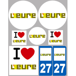 Département 27 de l'Eure (8 autocollants variés) - Sticker/autocolla