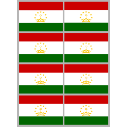 Drapeau Tadjikistan (8 stickers - 9.5 x 6.3 cm) - Sticker/autocollant