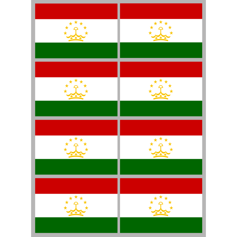 Drapeau Tadjikistan (8 stickers - 9.5 x 6.3 cm) - Sticker/autocollant