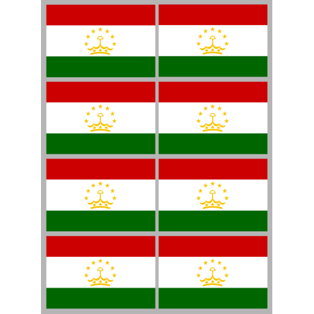 Drapeau Tadjikistan (8 stickers - 9.5 x 6.3 cm) - Sticker/autocollant