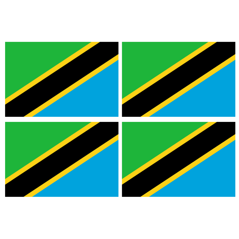 Drapeau Tanzanie (4 stickers - 9.5 x 6.3 cm) - Sticker/autocollant