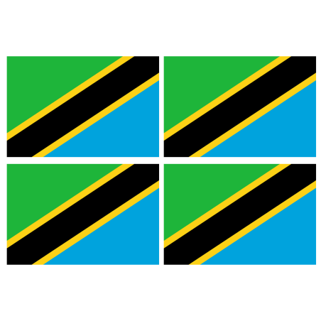 Drapeau Tanzanie (4 stickers - 9.5 x 6.3 cm) - Sticker/autocollant