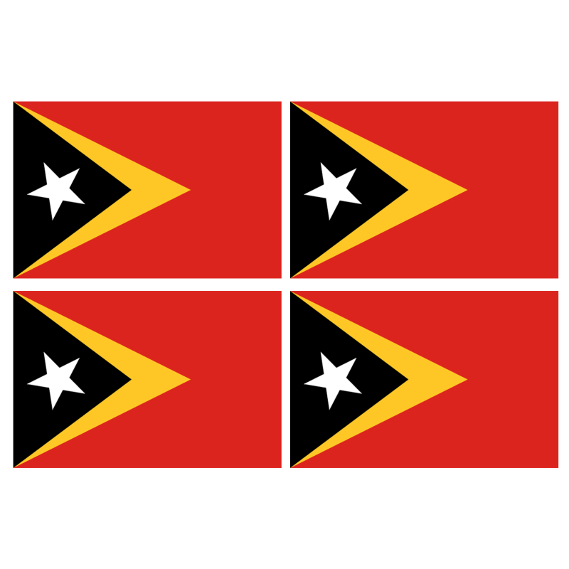 Drapeau Timor Oriental (4 stickers - 9.5 x 6.3 cm) - Sticker/autocolla