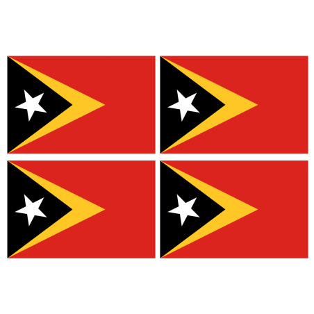 Drapeau Timor Oriental (4 stickers - 9.5 x 6.3 cm) - Sticker/autocolla