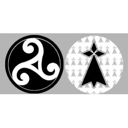 Bretagne triskèle et drapeau (2 stickers de 9cm) -  Sticker/autocollant