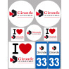 Département 33 la Gironde (8 autocollants variés) - Sticker/autocoll