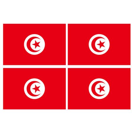 Drapeau Tunisie (4 stickers - 9.5 x 6.3 cm) - Sticker/autocollant