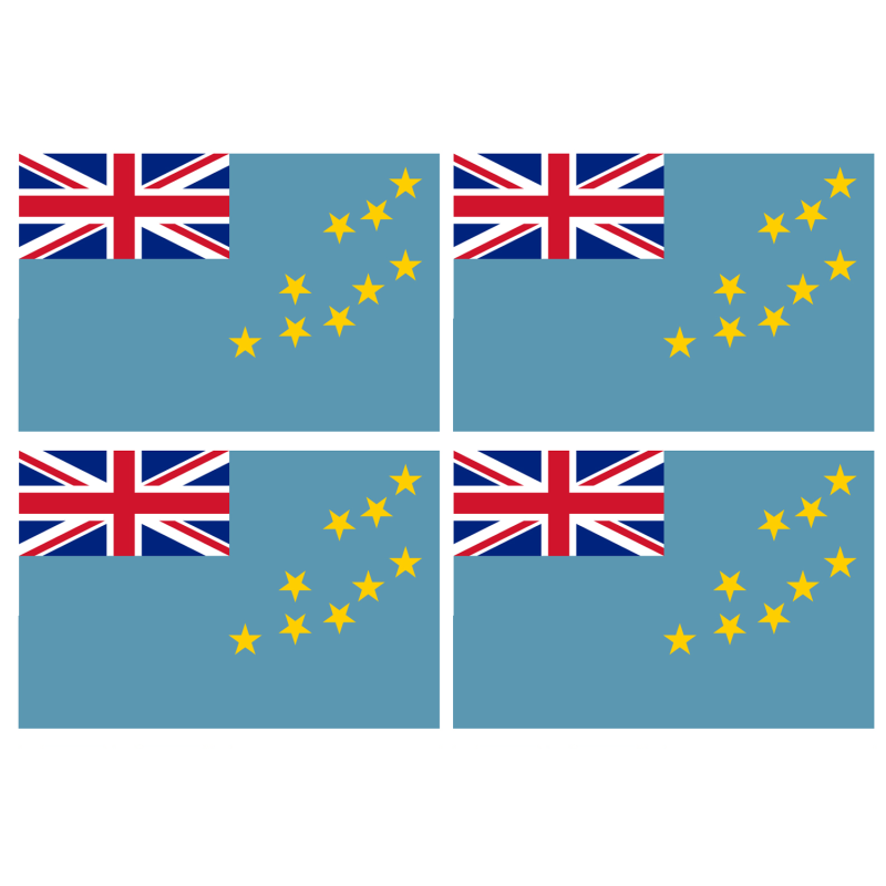 Drapeau Tuvalu (4 stickers - 9.5 x 6.3 cm) - Sticker/autocollant