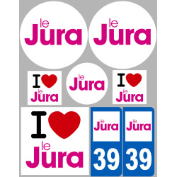 Département 39 le Jura (8 autocollants variés) - Sticker/autocollant