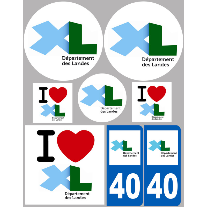 Département 40 les Landes (8 autocollants variés) - Sticker/autocoll