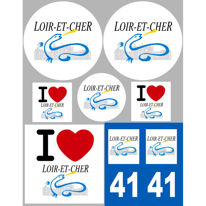 Département 41 le Loir et Cher (8 autocollants variés) - Sticker/aut