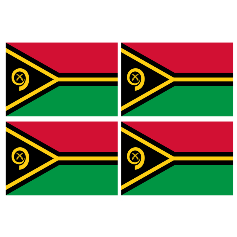 Drapeau Vanuatu (4 stickers - 9.5 x 6.3 cm) - Sticker/autocollant