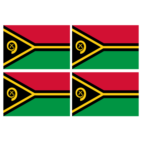 Drapeau Vanuatu (4 stickers - 9.5 x 6.3 cm) - Sticker/autocollant