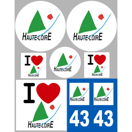 Département 43 la Haute Loire (8 autocollants variés) - Sticker/auto