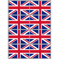 Sticker / autocollant : Drapeau Angleterre - 8 stickers - 9.5 x 6.3 cm