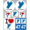 Département 47 le Lot et Garonne (8 autocollants variés) - Sticker/a