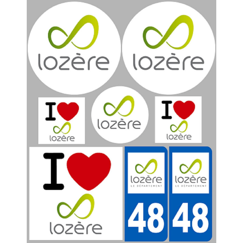 Département 48 la Lozère (8 autocollants variés) - Sticker/autocoll