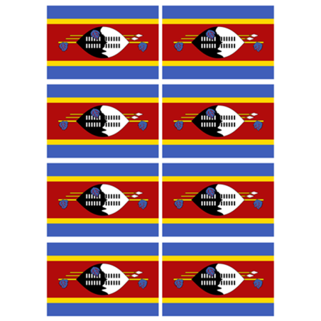 Drapeau Swaziland (8 fois 9.5 x 6.3 cm) - Sticker/autocollant