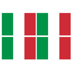 Sticker / autocollant : Drapeau Italie - 4 stickers - 9.5 x 6.3 cm