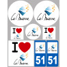 Département 51 la Marne (8 autocollants variés) - Sticker/autocollan