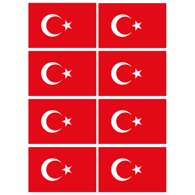 Drapeau Turquie (8 fois 9.5x6.3cm) - Sticker/autocollant