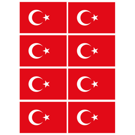 Drapeau Turquie (8 fois 9.5x6.3cm) - Sticker/autocollant