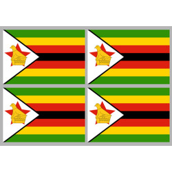 Sticker / autocollant : Drapeau Zimbabwe - 4 stickers - 9.5 x 6.3 cm