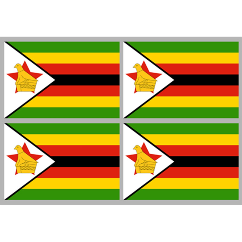 Drapeau Zimbabwe (4 fois9.5x6.3 cm) - Sticker/autocollant