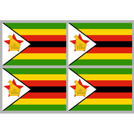 Drapeau Zimbabwe (4 fois9.5x6.3 cm) - Sticker/autocollant