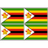 Drapeau Zimbabwe (4 fois9.5x6.3 cm) - Sticker/autocollant