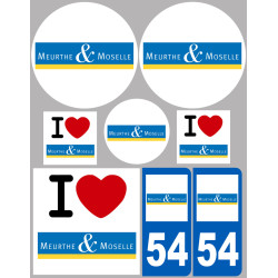 Département 54 la Meurthe et Moselle (8 autocollants variés) - Stick