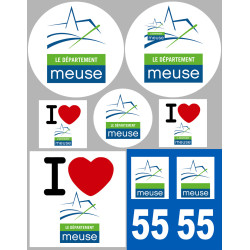 Département 55 la Meuse (8 autocollants variés) - Sticker/autocollan