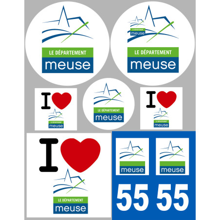 Département 55 la Meuse (8 autocollants variés) - Sticker/autocollan