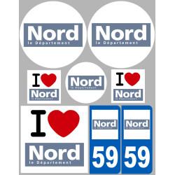 Département 59 le Nord (8 autocollants variés) - Sticker/autocollant