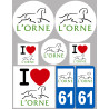 Département 61 l'Orne (8 autocollants variés) - Sticker/autocollant