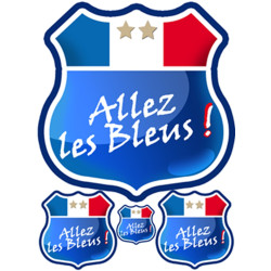 Sticker / autocollant : Allez les bleus 2 étoiles - kit 4 pièces