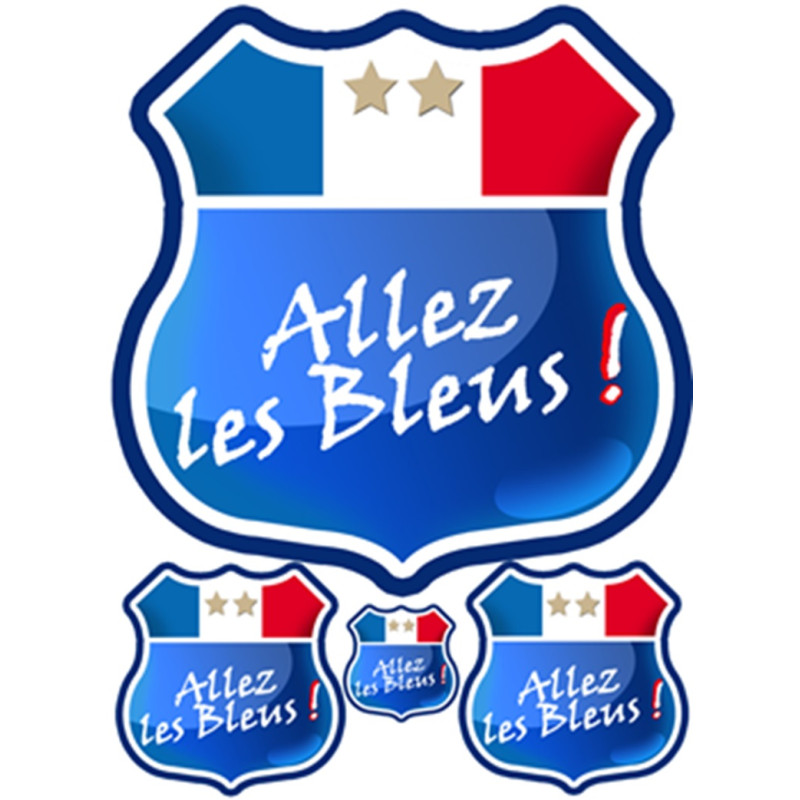 Allez les bleus 2 étoiles - kit 4 pièces - Sticker/autocollant