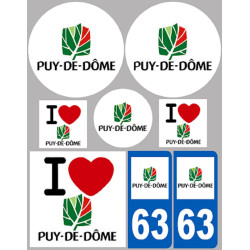 Département 63 le Puy-de-Dôme (8 autocollants variés) - Sticker/aut