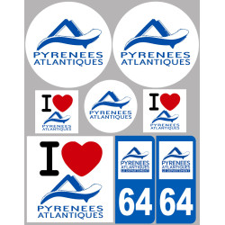 Département 64 les Pyrénées Atlantique (8 autocollants variés) - S