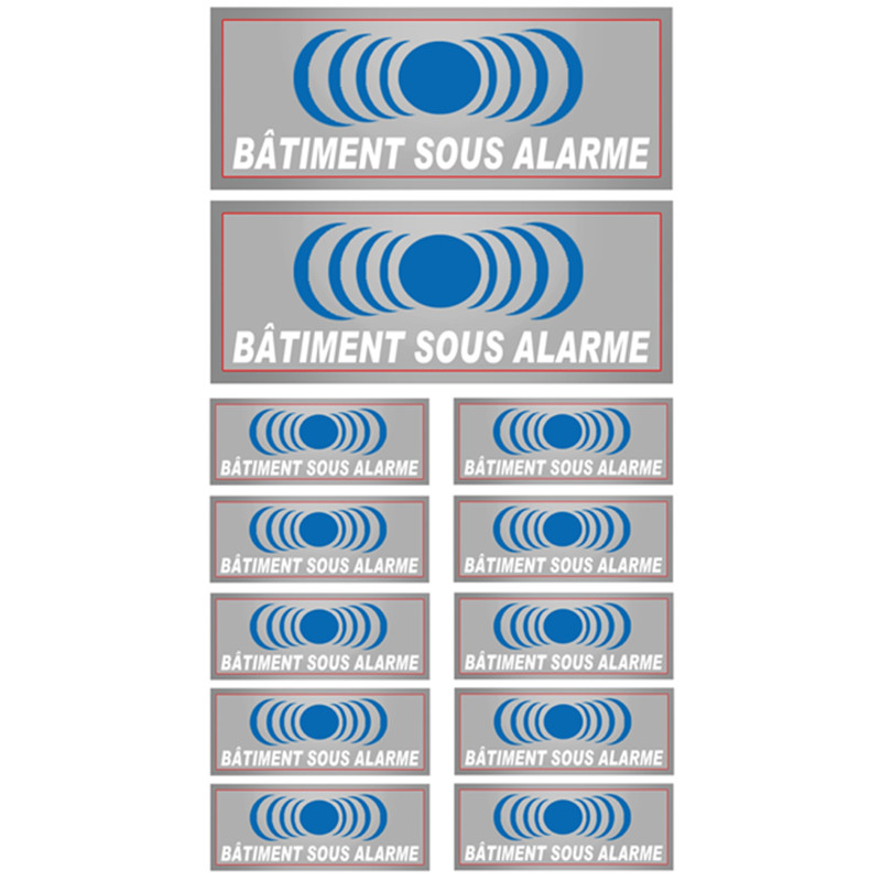 Bâtiment sous protection (2 fois 15x6cm / 10 fois 7x2.5cm) - Sticker/