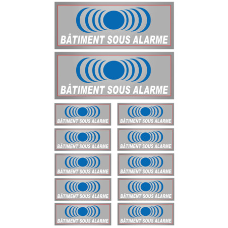 Bâtiment sous protection (2 fois 15x6cm / 10 fois 7x2.5cm) - Sticker/