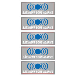 Sticker / autocollant : bâtiment sous protection - 5 stickers de 7x2.5cm