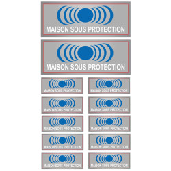 Sticker / autocollant : maison sous protection - 2 stickers de 15x6cm / 10 stickers de 7x2.5cm